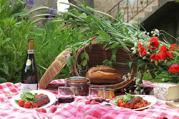 Panier repas dans le jardin